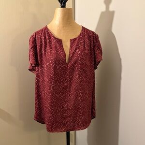 Elegant Burgundy Polka Dot Blouse